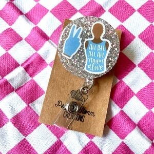 Nurse CPR Medical Worker Stayin Alive Handmade Resin Badge Reel